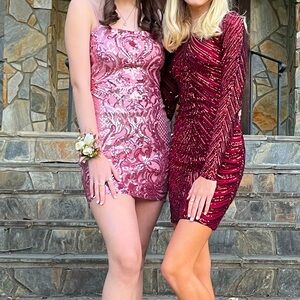 Pink sequin homecoming/formal dress for sale!!